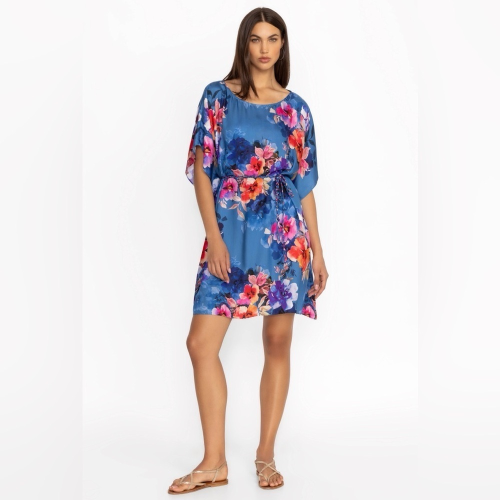 Johnny Was Summer Days Floral Blue Dress with Belt size Large
